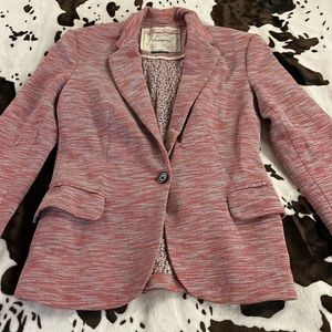 Ruddy purple one button blazer S tweed look back vent floral lining Cartonnier